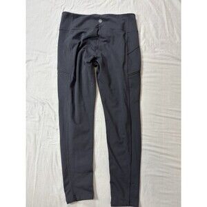 Athleta Gusset Coolmax Leggings L Large Black Zipped Pockets Cropped Athletic